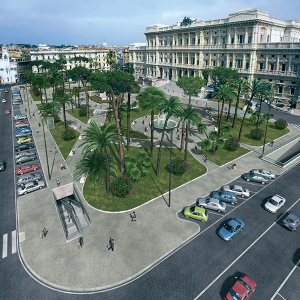 Roma, piazza Cavour: parcheggio interrato e superficiale
